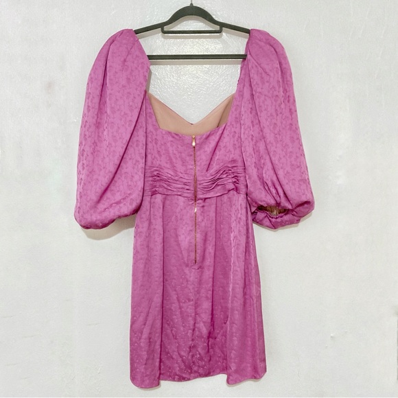 Johanna Ortiz Midnight Promises Satin Jacquard Pink Mini Dress Size 6 - Picture 9 of 14